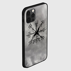 Чехол для iPhone 12 Pro Мистический ворон в руническом компасе вегвизир, цвет: 3D-черный — фото 2