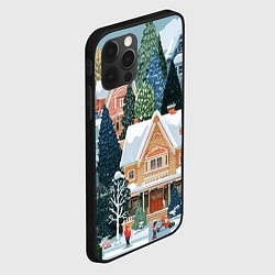 Чехол для iPhone 12 Pro Новогодний елочный двор, цвет: 3D-черный — фото 2