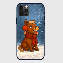 Чехол iPhone 12 Pro Лошадка ловит снежинку