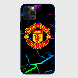Чехол iPhone 12 Pro Манчестер Юнайтед неоновые молнии
