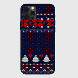 Чехол iPhone 12 Pro Новогодний вязаный узор