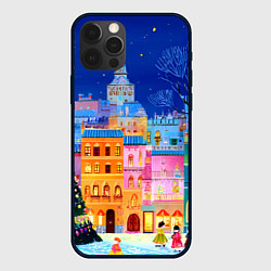 Чехол iPhone 12 Pro Разноцветные новогодние домики