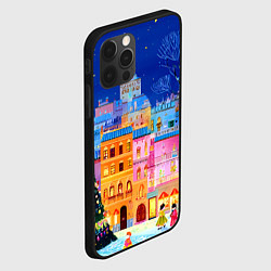 Чехол для iPhone 12 Pro Разноцветные новогодние домики, цвет: 3D-черный — фото 2