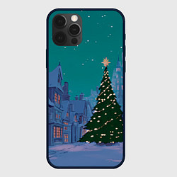 Чехол iPhone 12 Pro Зеленая новогодняя елка во вдоре