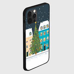 Чехол для iPhone 12 Pro Новогодний снежный город, цвет: 3D-черный — фото 2