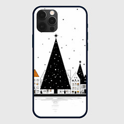 Чехол для iPhone 12 Pro Новый год - минимализм, цвет: 3D-черный