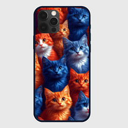Чехол iPhone 12 Pro Разноцветные котики паттерн