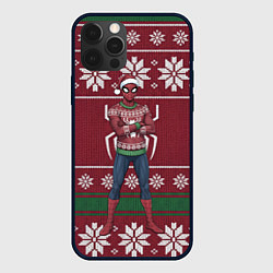 Чехол iPhone 12 Pro Человек паук в вязаном свитере - новый год