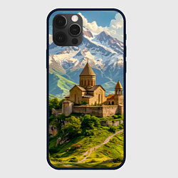 Чехол для iPhone 12 Pro Храм у подножия вечных вершин, цвет: 3D-черный