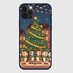 Чехол для iPhone 12 Pro Новогодний хор лошадок, цвет: 3D-черный