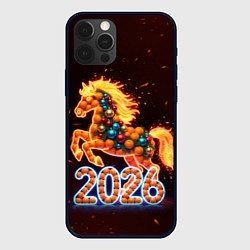 Чехол для iPhone 12 Pro Праздничная лошадь, цвет: 3D-черный
