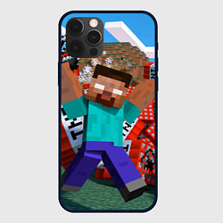 Чехол для iPhone 12 Pro Minecraft Man, цвет: 3D-черный