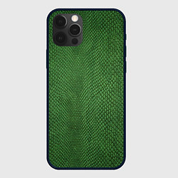 Чехол iPhone 12 Pro Змеиная зеленая кожа