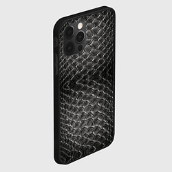 Чехол для iPhone 12 Pro Черная кожа, цвет: 3D-черный — фото 2