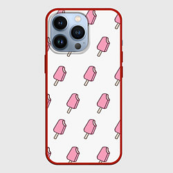 Чехол для iPhone 13 Pro Мороженое розовое, цвет: 3D-красный