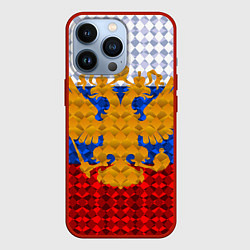 Чехол для iPhone 13 Pro Россия: полигоны, цвет: 3D-красный