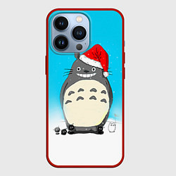 Чехол для iPhone 13 Pro Тоторо под снегом, цвет: 3D-красный