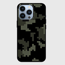 Чехол для iPhone 13 Pro Камуфляж пиксельный: черный/серый, цвет: 3D-черный