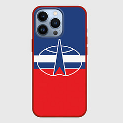 Чехол для iPhone 13 Pro Флаг космический войск РФ, цвет: 3D-красный