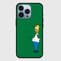 Чехол для iPhone 13 Pro Гомер в кустах, цвет: 3D-черный