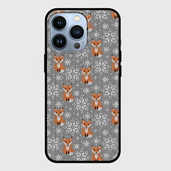 Чехол для iPhone 13 Pro Зимние лисицы, цвет: 3D-черный