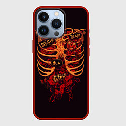 Чехол для iPhone 13 Pro Человеческий скелет, цвет: 3D-красный