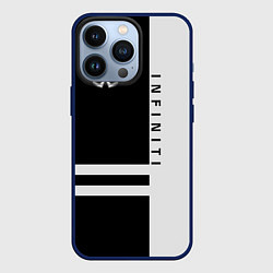 Чехол для iPhone 13 Pro Infiniti: B&W Lines, цвет: 3D-тёмно-синий