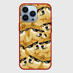 Чехол для iPhone 13 Pro Doge: Deal with it, цвет: 3D-красный