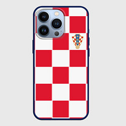 Чехол для iPhone 13 Pro Сборная Хорватии: Домашняя ЧМ-2018, цвет: 3D-тёмно-синий