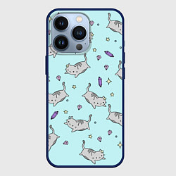 Чехол для iPhone 13 Pro Кавайные котики, цвет: 3D-тёмно-синий
