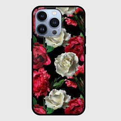 Чехол iPhone 13 Pro Красные и белые розы
