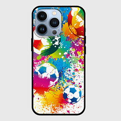 Чехол iPhone 13 Pro Футбольные мячи - красочные брызги