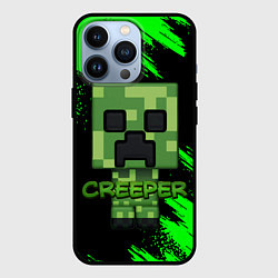 Чехол для iPhone 13 Pro MINECRAFT CREEPER, цвет: 3D-черный