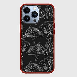 Чехол для iPhone 13 Pro Кони, цвет: 3D-красный