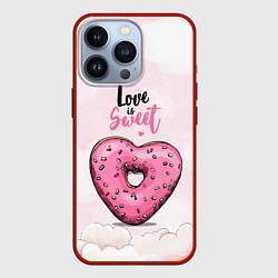 Чехол для iPhone 13 Pro Пончик сердечко, цвет: 3D-красный
