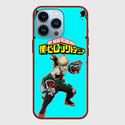 Чехол iPhone 13 Pro MY HERO ACADEMIA на синем