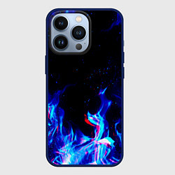 Чехол для iPhone 13 Pro СИНИЙ ОГОНЬ ГЛИТЧ, цвет: 3D-тёмно-синий