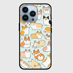 Чехол для iPhone 13 Pro Милые корги, цвет: 3D-черный