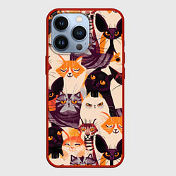 Чехол для iPhone 13 Pro КОТИКИ, цвет: 3D-красный