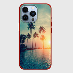 Чехол для iPhone 13 Pro Пальмы, цвет: 3D-красный