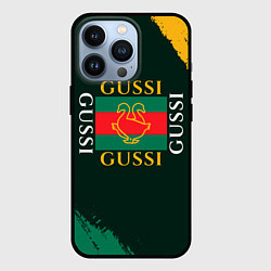 Чехол для iPhone 13 Pro GUSSI ГУСИ, цвет: 3D-черный