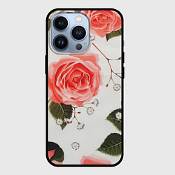 Чехол для iPhone 13 Pro Нежные розы, цвет: 3D-черный
