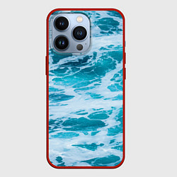 Чехол для iPhone 13 Pro Вода волны пена море, цвет: 3D-красный