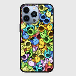 Чехол для iPhone 13 Pro Цветные Поп Котики, цвет: 3D-черный
