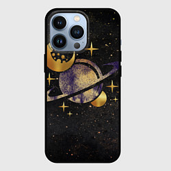 Чехол для iPhone 13 Pro Сатурн, луна, спутник и звезды, цвет: 3D-черный