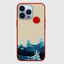 Чехол iPhone 13 Pro Японский Стиль Волны и Солнце