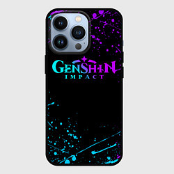 Чехол iPhone 13 Pro GENSHIN IMPACT NEON LOGO