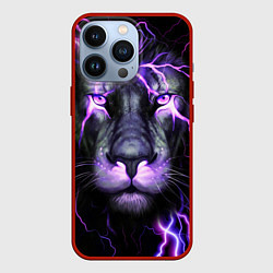 Чехол для iPhone 13 Pro НЕОНОВЫЙ ЛЕВ NEON LION, цвет: 3D-красный