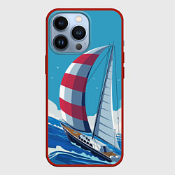 Чехол для iPhone 13 Pro ПАРУСНИК В МОРЕ ЛЮБЛЮ МОРЕ Z, цвет: 3D-красный