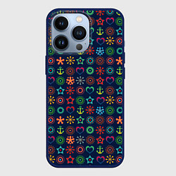 Чехол iPhone 13 Pro Морской разноцветный узор